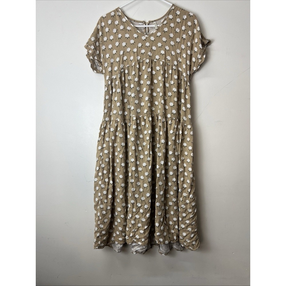 Rylee & Cru Brown Women's Tiered Dress Floral Size Small Short Sleeve